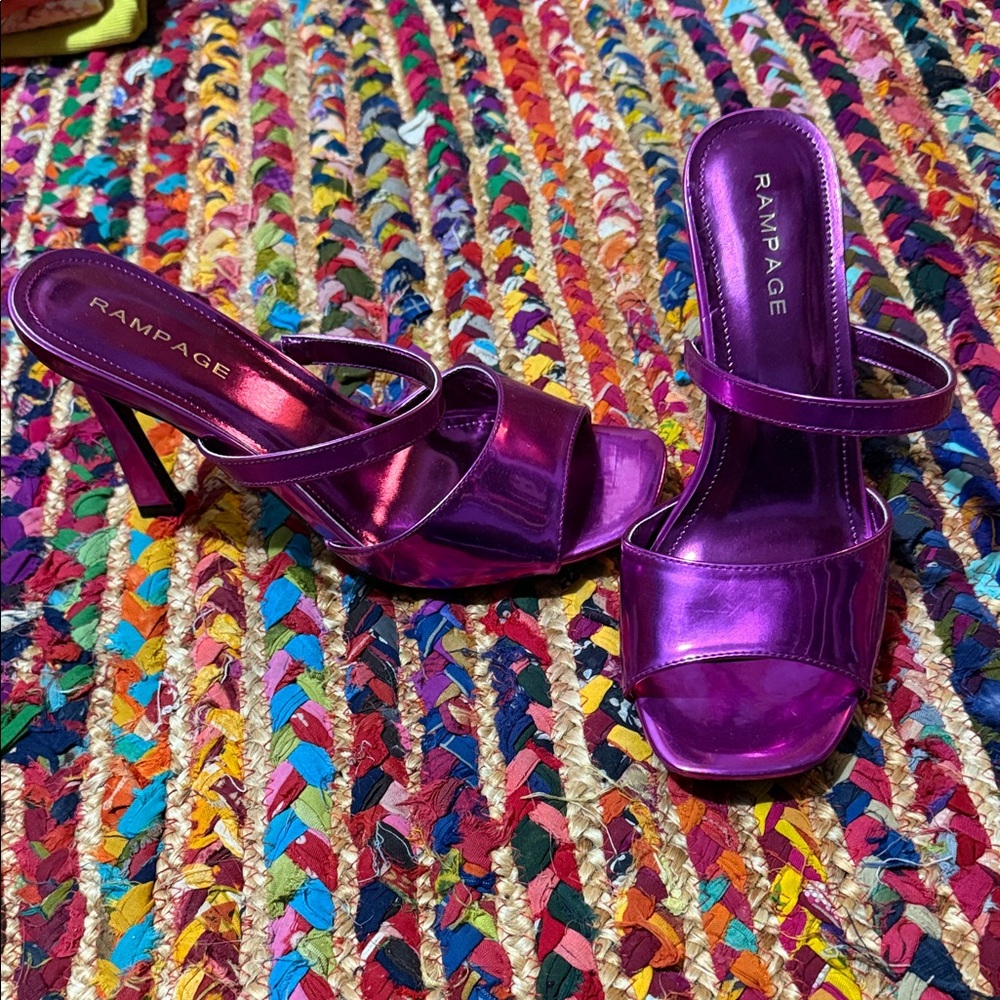Rampage Metallic Fuchsia High Heel Slide Sandals